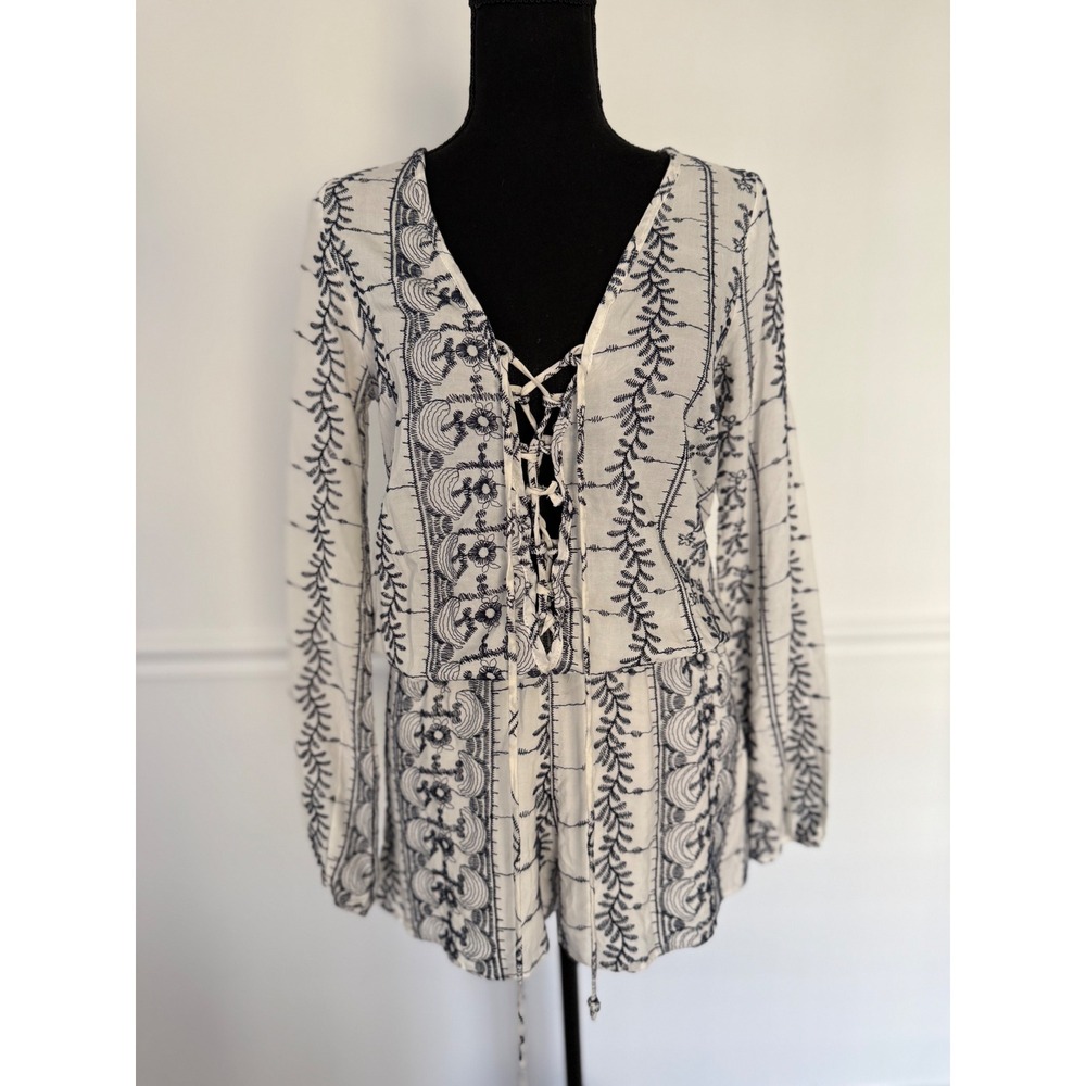 NEW Vintage Havana Embroidered Romper Lace Up jumpsuit‎ Boho Chic Size S - Picture 6 of 7